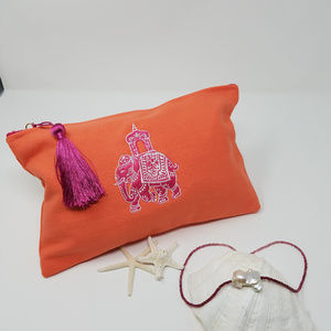 Chinoiserie Collection - Coral Clutch w/ Raspberry